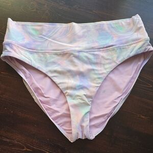 MAXSWIM High-Waist Bikini Bottoms - Holographic Swirl (Size L)